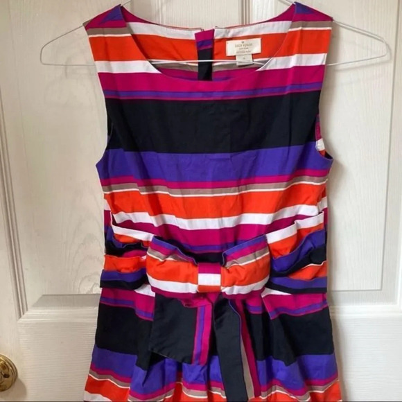 KATE SPADE Jillian Dress Girls Striped Bow Multicolored Sleeveless 14 - Picture 5 of 6